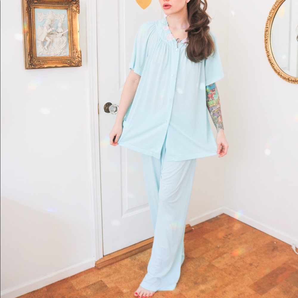 Vintage Shadowline Nylon Matching Pj Set